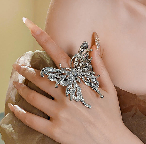 Silver Large Butterfly Ring